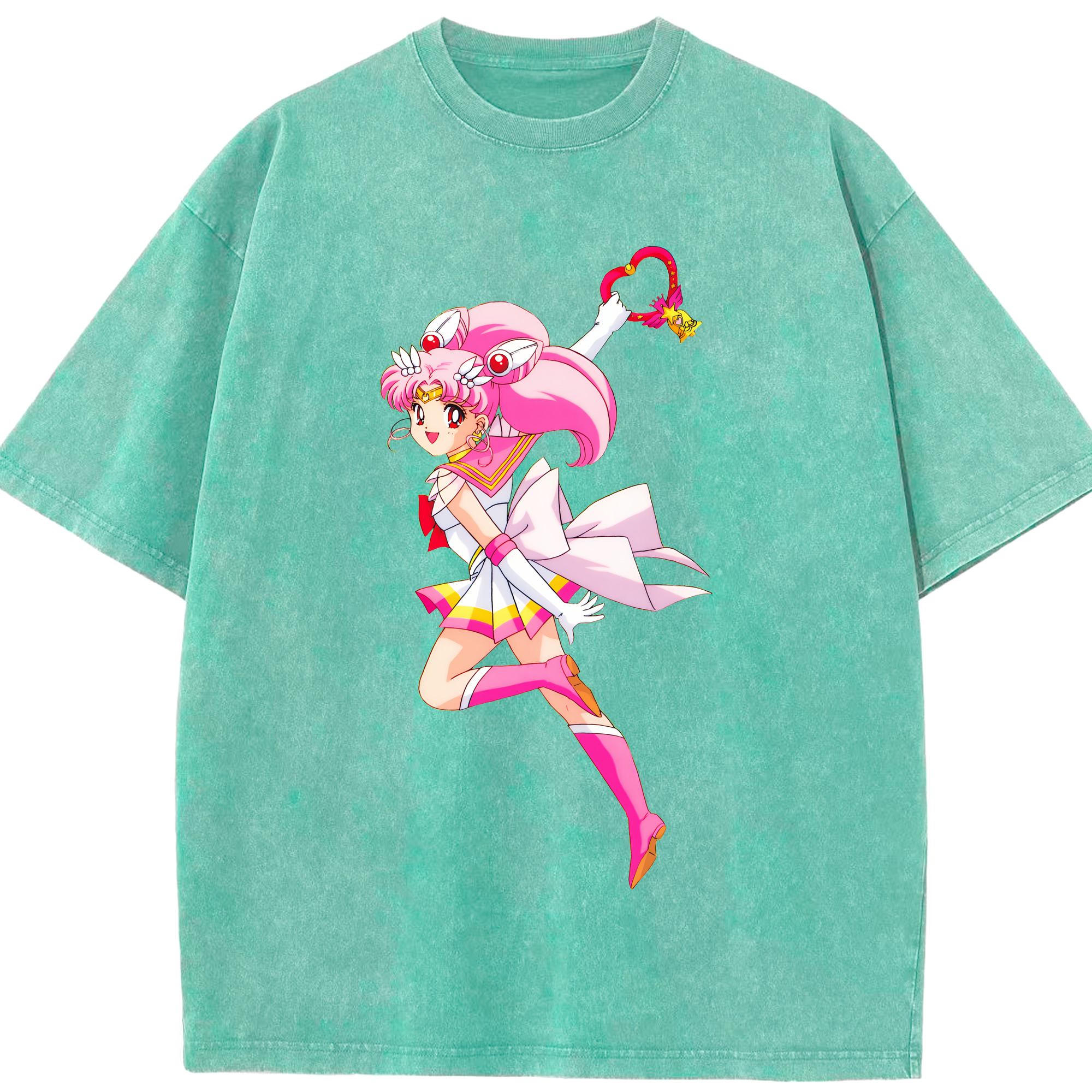 （画像用） 美少女戦士セーラームーン ちびうさ Sailor Moon Chibiusa Tsukino Usagi Small Lady Serenity 綿100% ヴィンテージ風 半袖Tシャツ（フロントプリント）